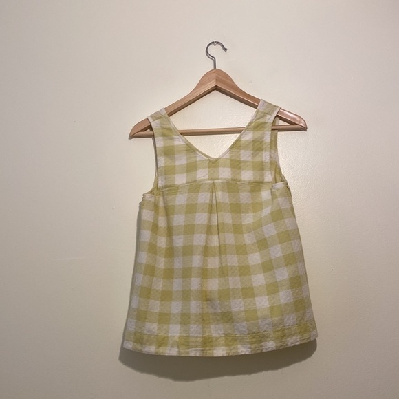 Madewell side button tank top in ginger check print. Size Xs - Picture 7 of 16